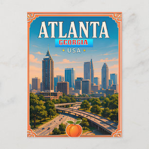 🍑 Atlanta Georgia Vakantieherinnering Briefkaart