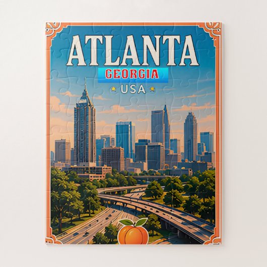 🍑 Atlanta Georgia Vakantieherinnering Legpuzzel (Verticaal)