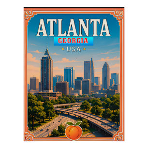 🍑 Atlanta Georgia Vakantieherinnering Perfect Poster