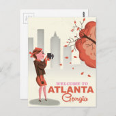 Atlanta Georgia vintage-poster Briefkaart (Voorkant / Achterkant)