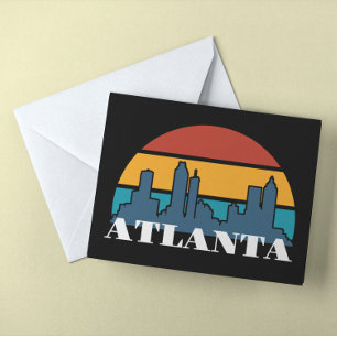Atlanta Georgia Vintage Zonsondergang Stadsgezicht Kaart