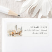 Atlanta Georgia Watercolor Landscape Address Etiket (Insitu)