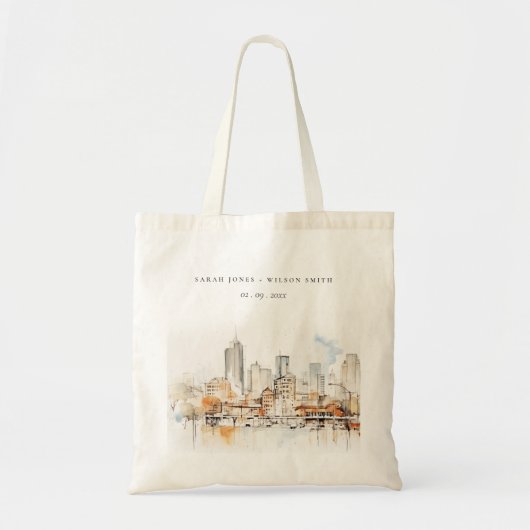 Atlanta Georgia Watercolor Landscape Wedding Tote Bag (Voorkant)
