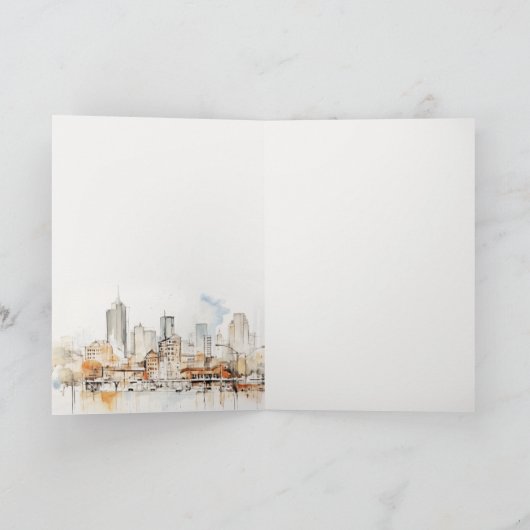 Atlanta Georgia Waterverf Landscape Wedding Bedankkaart (Binnen)