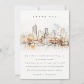 Atlanta Georgia Waterverf Landscape Wedding Bedankkaart (Voorkant)