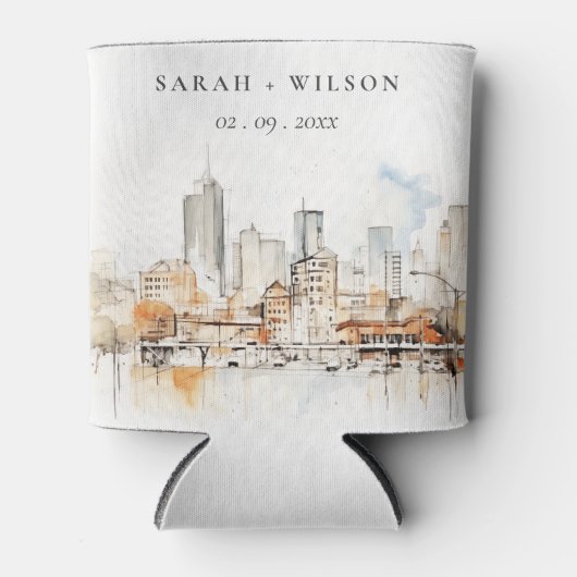 Atlanta Georgia Waterverf Landscape Wedding Blikjeskoeler (Voorkant)