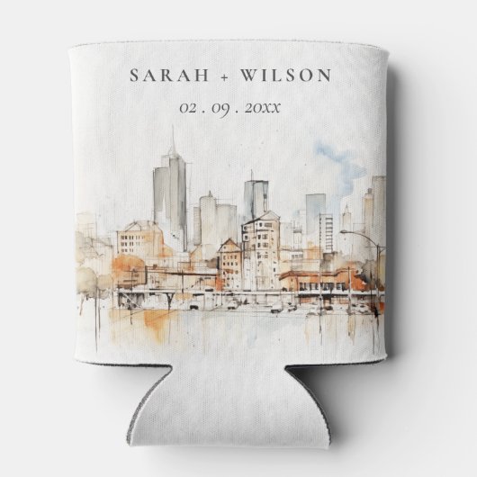 Atlanta Georgia Waterverf Landscape Wedding Blikjeskoeler (Achterkant)