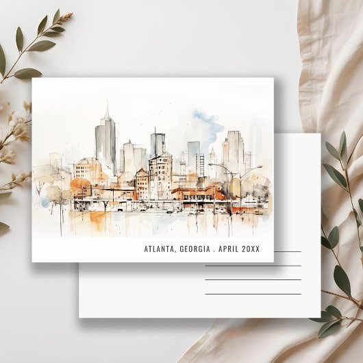 Atlanta Georgia Waterverf Landscape Wedding Briefkaart