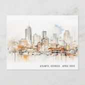 Atlanta Georgia Waterverf Landscape Wedding Briefkaart (Voorkant)