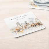 Atlanta Georgia Waterverf Landscape Wedding Kartonnen Onderzetters (Schuin)