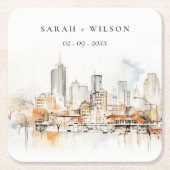 Atlanta Georgia Waterverf Landscape Wedding Kartonnen Onderzetters (Voorkant)