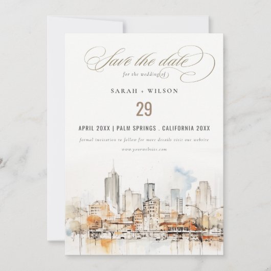 Atlanta Georgia Waterverf Landscape Wedding Save The Date (Voorkant)