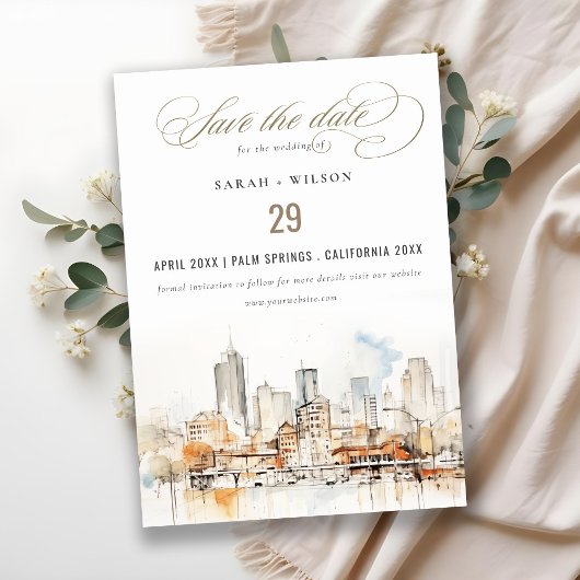 Atlanta Georgia Waterverf Landscape Wedding Save The Date