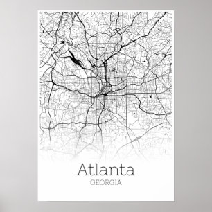 Atlanta-kaart - Georgië - Poster van de stadskaart