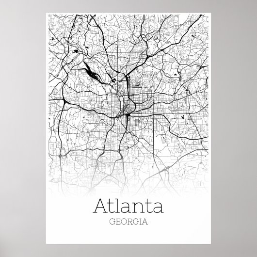 Atlanta-kaart - Georgië - Poster van de stadskaart (Voorkant)
