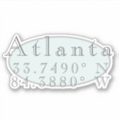 Atlanta Latitude en Lengtegraad Sticker (Voorkant)
