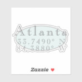 Atlanta Latitude en Lengtegraad Sticker (Vel)