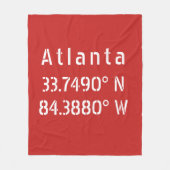 Atlanta Latitude & Longitude Red Fleece Deken (Voorkant)