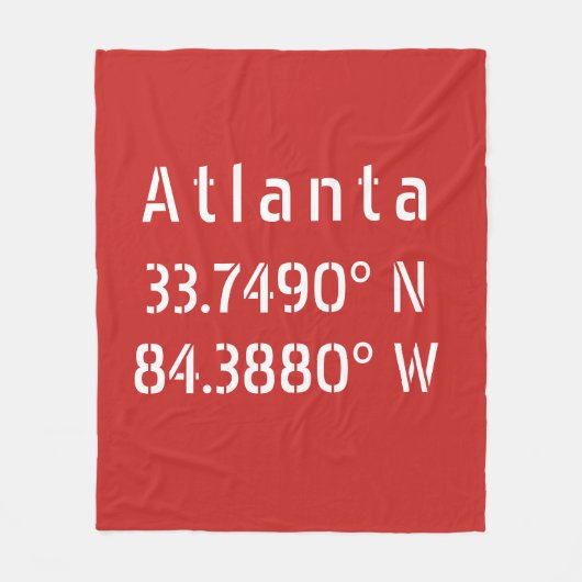 Atlanta Latitude & Longitude Red Fleece Deken (Voorkant)