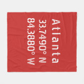 Atlanta Latitude & Longitude Red Fleece Deken (Voorkant (Horizontaal))