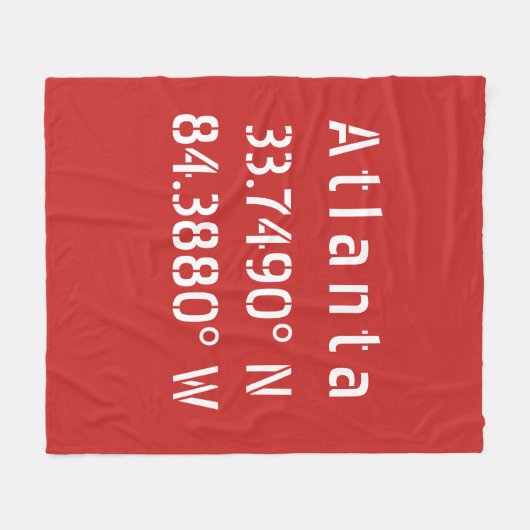 Atlanta Latitude & Longitude Red Fleece Deken (Voorkant (Horizontaal))