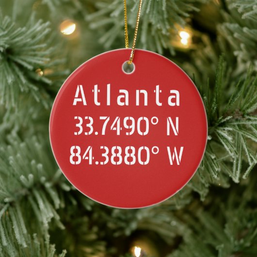 Atlanta Latitude Longitude Red Keramisch Ornament (Boom)
