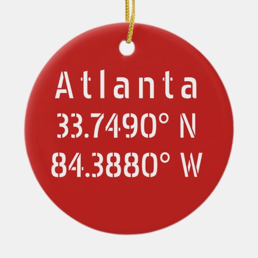 Atlanta Latitude Longitude Red Keramisch Ornament (Voorkant)