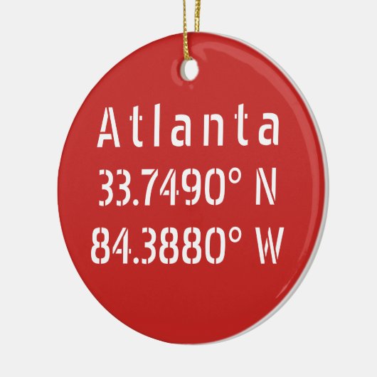 Atlanta Latitude Longitude Red Keramisch Ornament (Links)