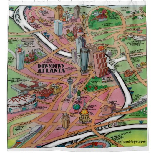 Atlanta Leuke Kaart Douchegordijn (Voorkant)
