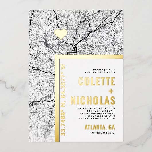 Atlanta Love Locator | Stadsweddenschap Folie Uitnodiging (Voorkant)