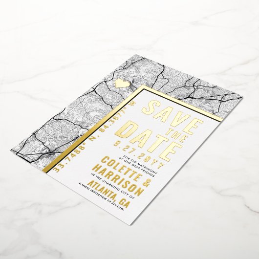 Atlanta Love Locator | Weddenschap Save the Date Folie Uitnodiging (Gedraaid)
