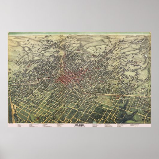  Atlanta Map, 1882, Replica Poster (Voorkant)