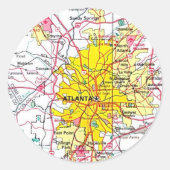 Atlanta Map Ronde Sticker (Voorkant)