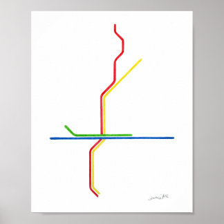 Atlanta MARTA Kaart Kunst Poster