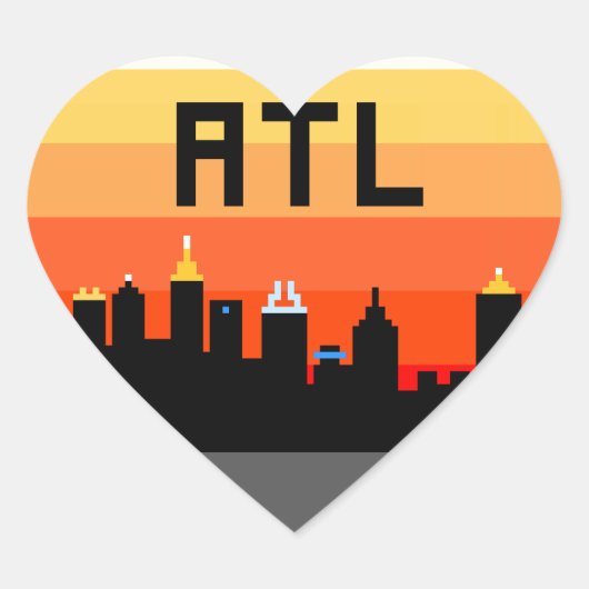 Atlanta met 8 bits Skyline ATL Hart Sticker (Voorkant)