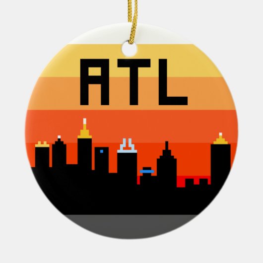 Atlanta met 8 bits Skyline ATL Keramisch Ornament (Voorkant)