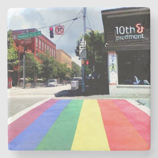 Atlanta Rainbow Crosswalk, 10th Piemonte, Midtown Stenen Onderzetter (Voorkant)
