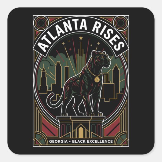Atlanta Rises Black Panther Black Excellence Art Vierkante Sticker (Voorkant)