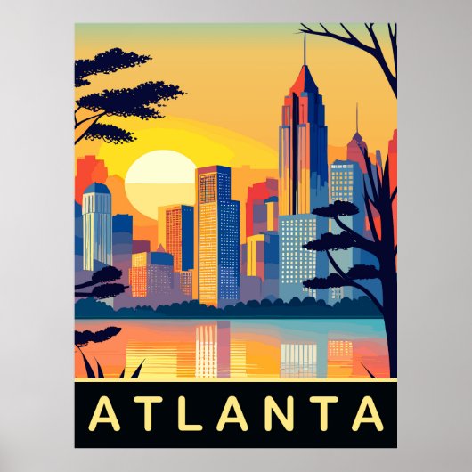 Atlanta, romantische zonsondergang over de stad, r poster (Voorkant)