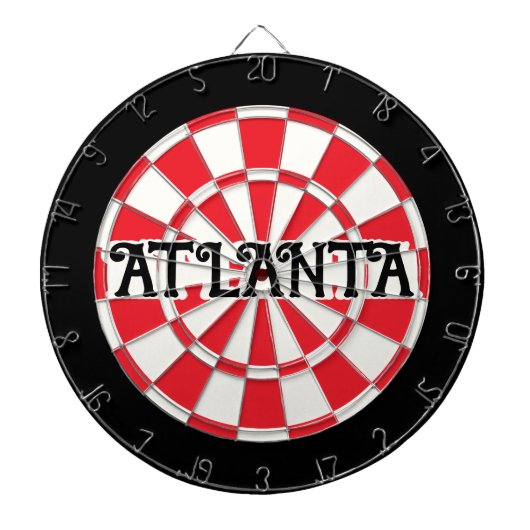 ATLANTA rood zwart en wit Dartbord (Voorkant)