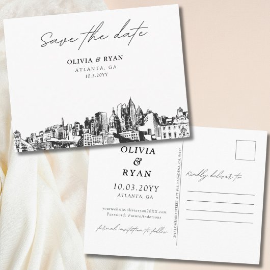 Atlanta Save the Date Briefkaart Elegante bruiloft