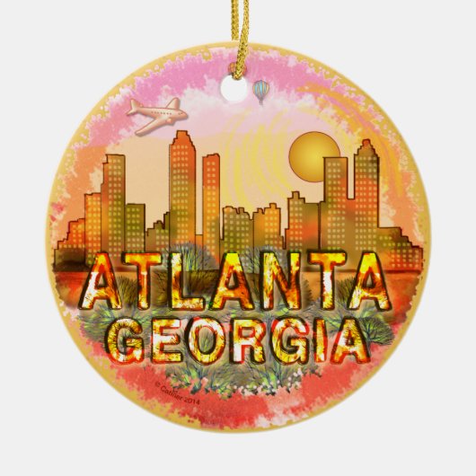 Atlanta Silhouet Keramisch Ornament (Voorkant)