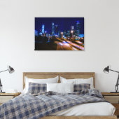 Atlanta Silhouet 's Nachts Canvas Afdruk (Insitu (Slaapkamer))