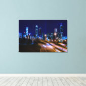 Atlanta Silhouet 's Nachts Canvas Afdruk (Insitu (Houten vloer))