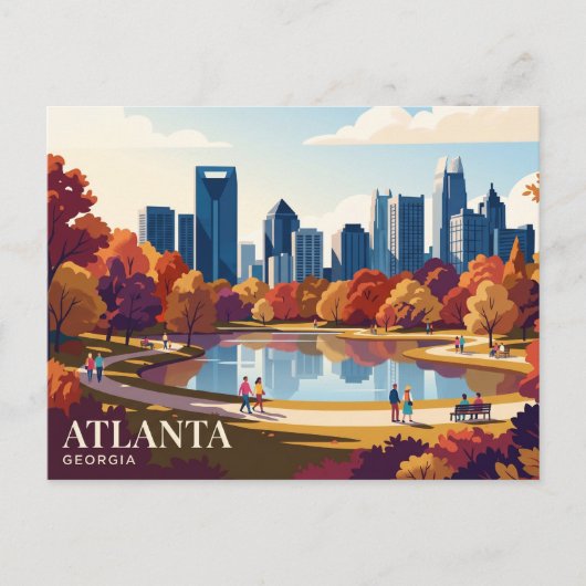 Atlanta Silhouet USA Briefkaart (Voorkant)