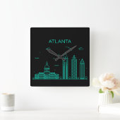 Atlanta silhouet vierkante klok (Huis)