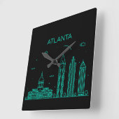 Atlanta silhouet vierkante klok (Hoek)