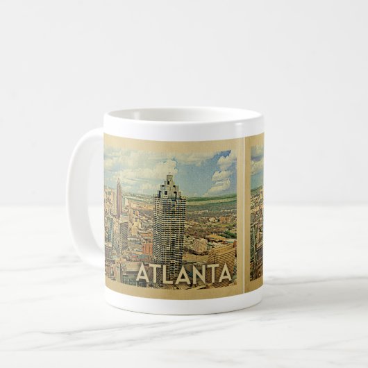 Atlanta Skyline Atlanta Vintage Travel Koffiemok (Voorkant links)