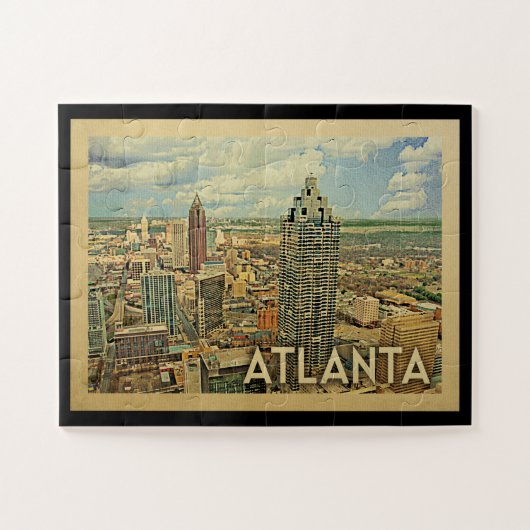 Atlanta Skyline Atlanta Vintage Travel Legpuzzel (Horizontaal)