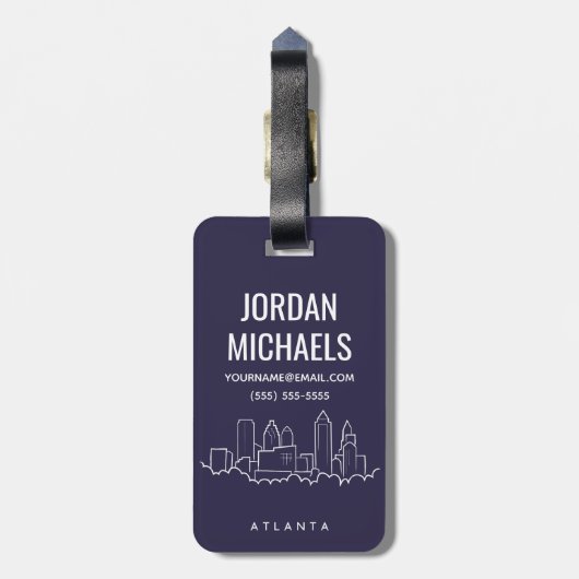 Atlanta Skyline Bagagelabel (Achterkant verticaal)